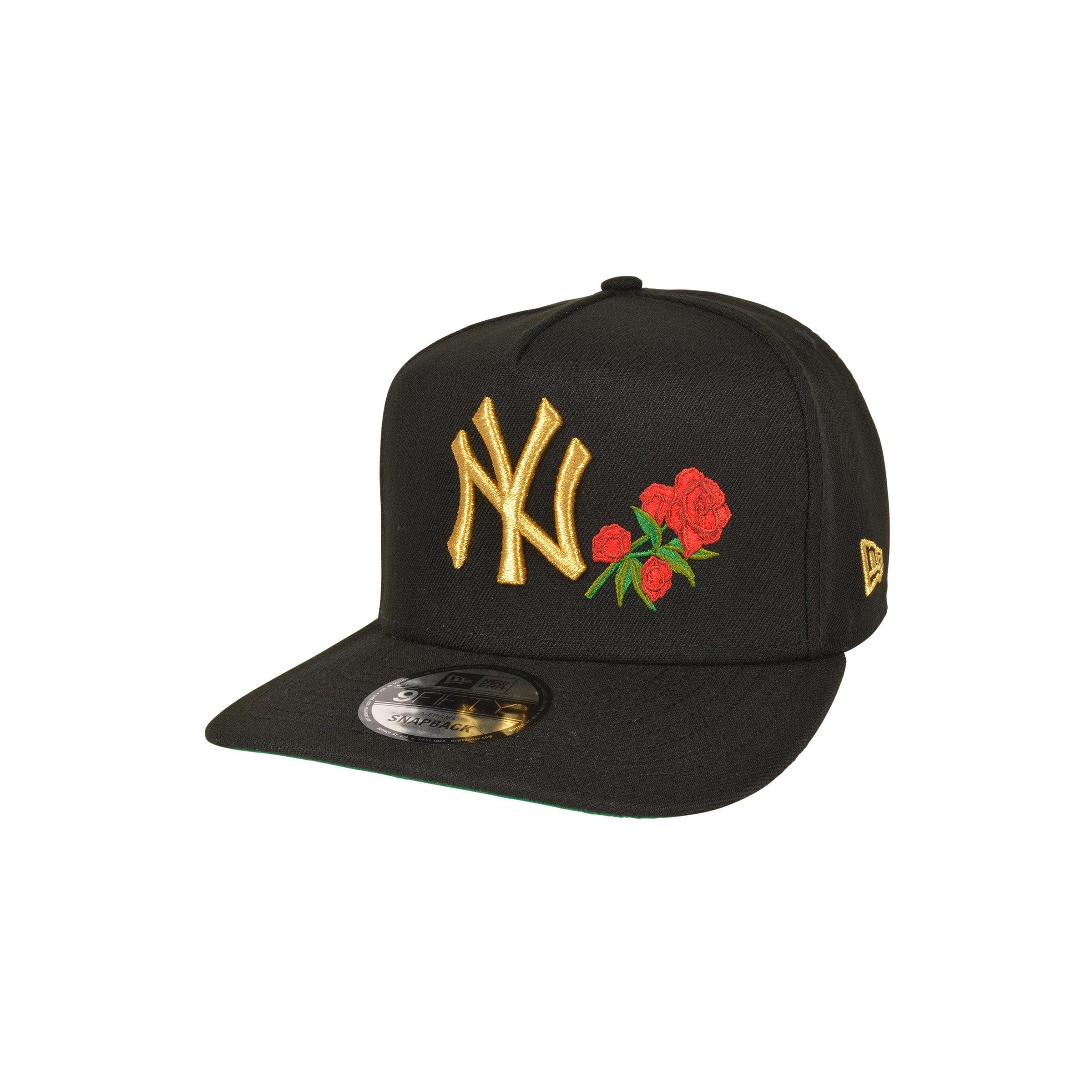 New Era New York Yankees 9FIFTY Roses Snapback Hat - Black/Gold - BLACK/GOLD